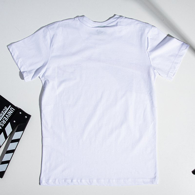 White men's cotton t-shirt with print - Clothing