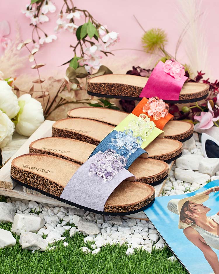 Royalfashion Sieviešu Villo flip-flops ar kristāliem