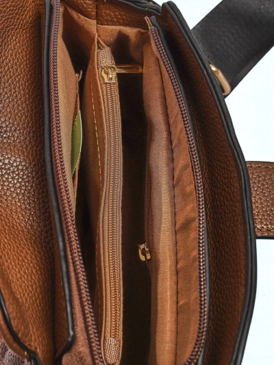 Женская сумка Aurelia – темно-коричневая, экологичная лакированная кожа, 22x20 см