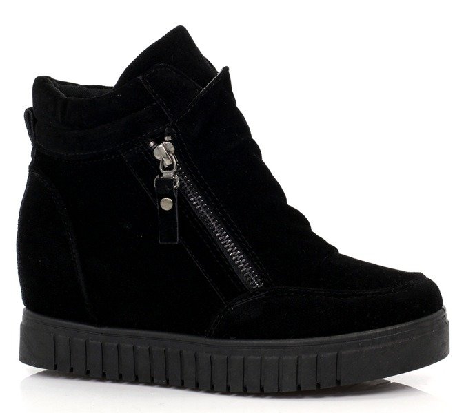 Czarne sneakersy na koturnie Easy - Obuwie