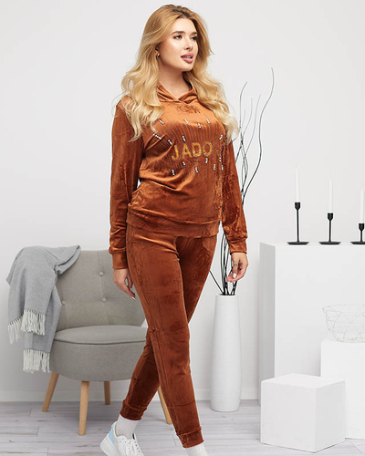 Camel women's tracksuit set with print and pearls - Clothing