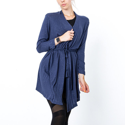Women's navy blue tied cardigan - Clothing