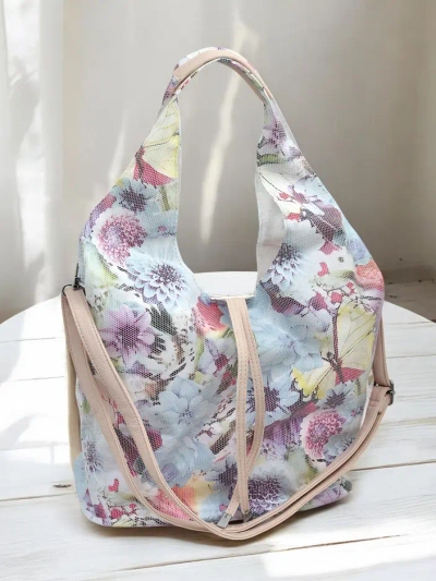 Royalfashion Large fabric bag with flowers with a cosmetic pouch and magnetic closure