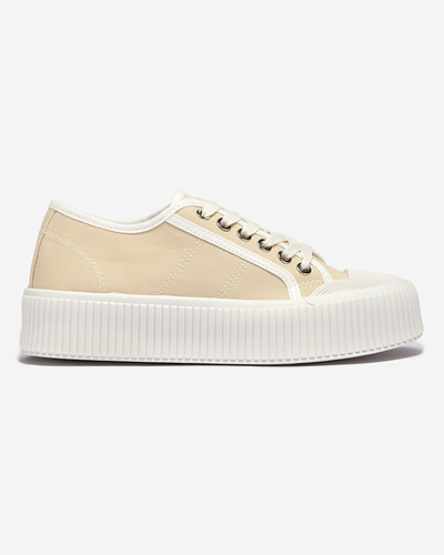 Beige women's sneakers on a solid sole Ozerika - Footwear