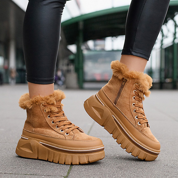 Women's platform lace-up snow boots in camel Neatesa - Footwear