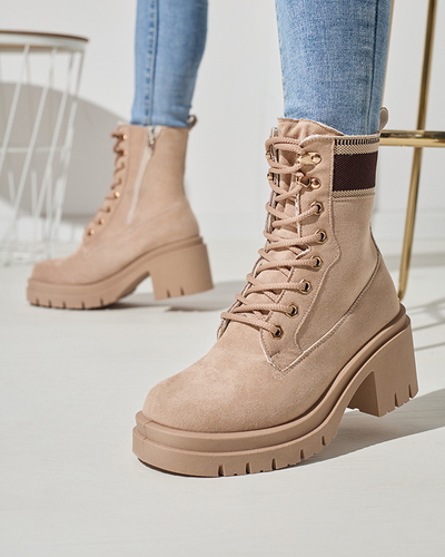 Light brown trapper boots on a post Koidoo- Obuwie