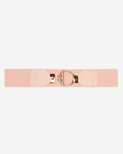 Pink elastic belt with large golden buckle - Accessories