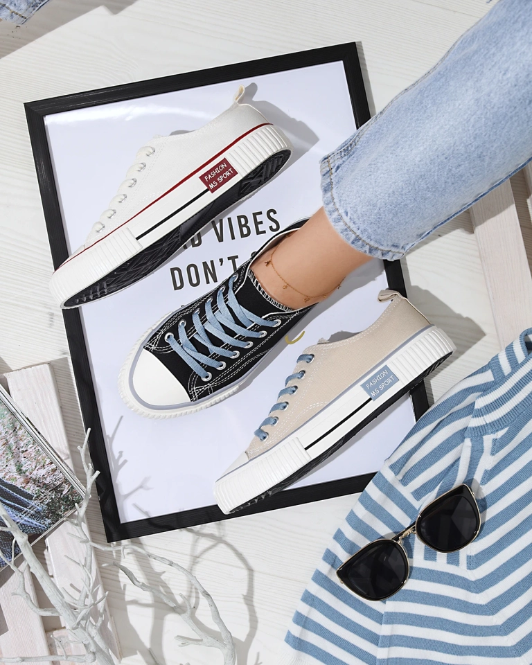 Melnas sieviešu mežģīņu kedas Tasabba- Footwear