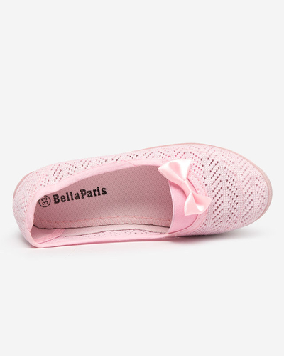 OUTLET Light pink slip on sneakers for girls with an openwork Locuni-Shoes upper