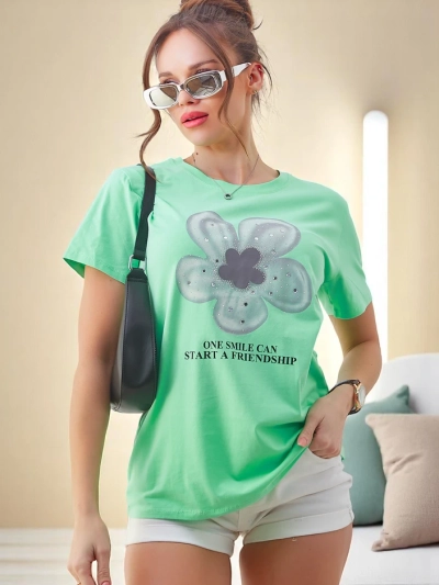 Royalfashion Женская футболка из хлопка с цветком