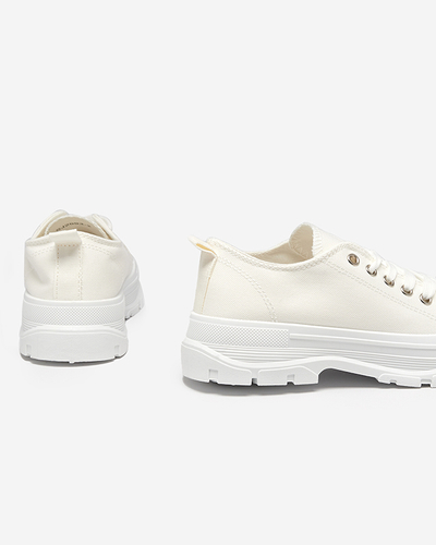 White and ecru women's sneakers on a higher sole Mytiko - Footwear
