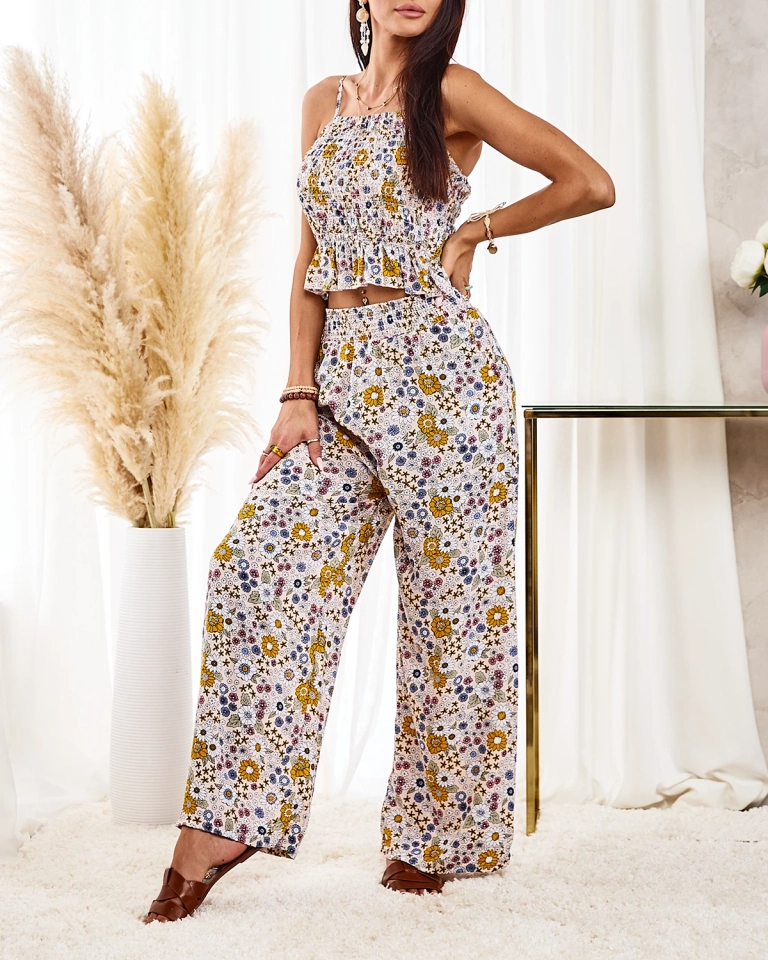 Royalfashion Узорчатый женский комплект бежевого цвета