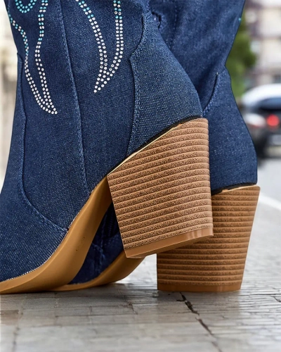 Royalfashion Sieviešu Augstās Papēža Kauboju zābaki Komoti