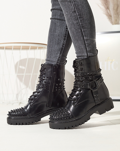 OUTLET Black women's bagger boots with studs Fioppo - Footwear