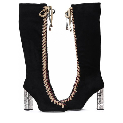 Black boots with braided laces Kira - Footwear