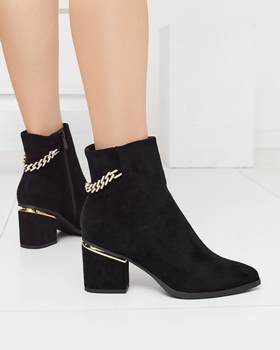 Melni sieviešu stiletto zābaki ar ķēdīti Bellami- Footwear