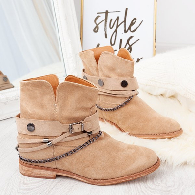 Beige cowboy boots on a Salem wedge heel - Footwear