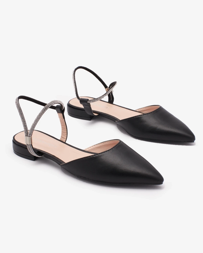 Royalfashion Black Women's Embellished Shimmer Sole Flat Heel Sandals