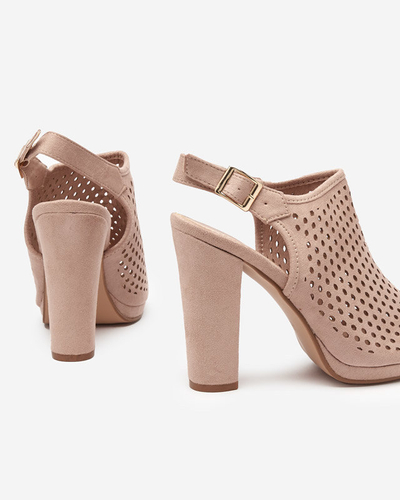 Women's openwork sandals on the post in beige Melliani - Footwear