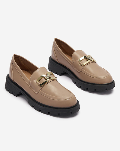 Light brown women's half shoes with a chain on the nose Zyteria - Footwear
