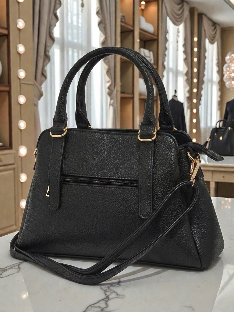 Flora Women's Bag Black Leather Elegant for Everyday