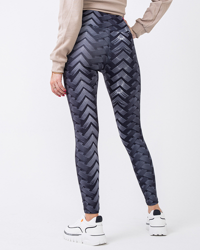 Patterned women's high-waisted black and white leggings - Clothing