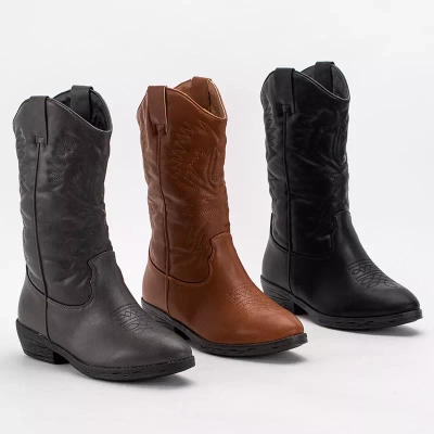 OUTLET Dark gray women's eco-leather cowboy boots Vetika - Footwear
