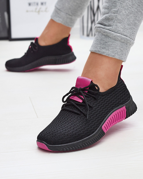 Black women's sports shoes with fuchsia inserts Keteti - Footwear