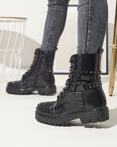 OUTLET Black women's bagger boots with studs Fioppo - Footwear