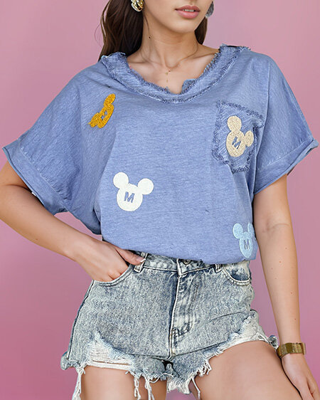 Royalfashion Sieviešu t-krekls ar plāksteriem