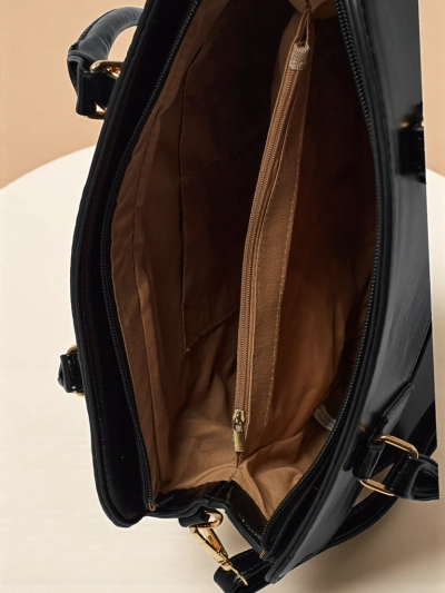 Women's Eco-Leather Shopper Bag with Embossing Iron Lace