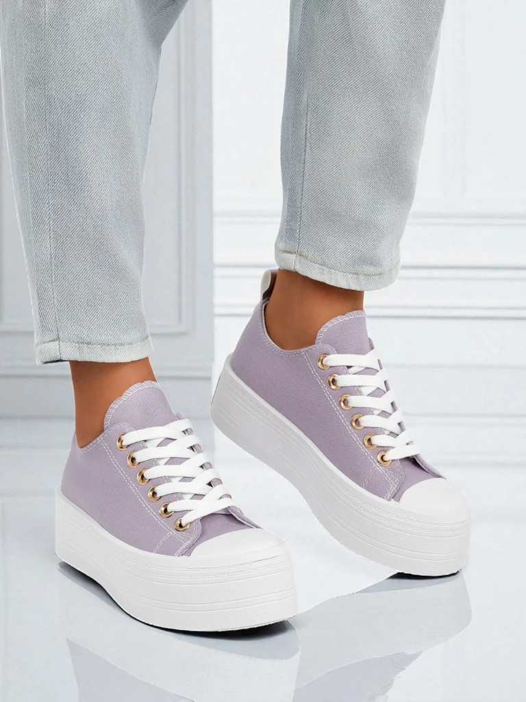 Purple Callista women's platform sneakers – summer/autumn, flat heel