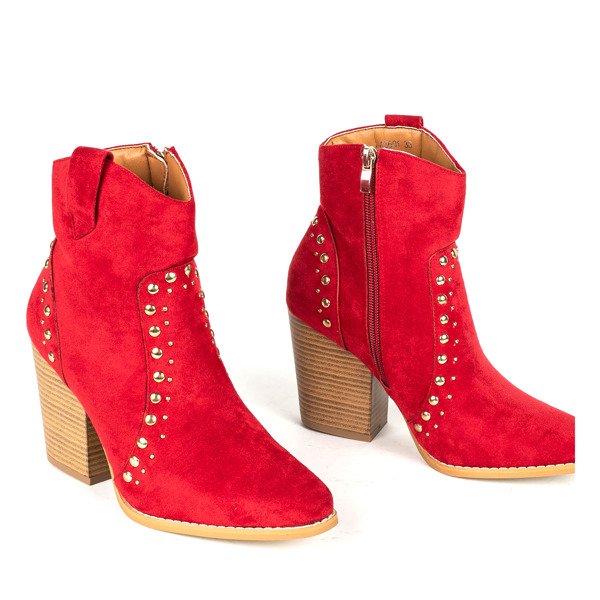 Red cowboy boots on a high Gana post - Footwear