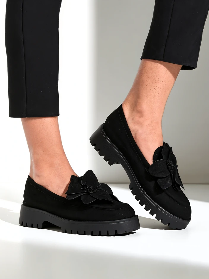 Royalfashion Eco suede women's moccasins with a Floverse flower