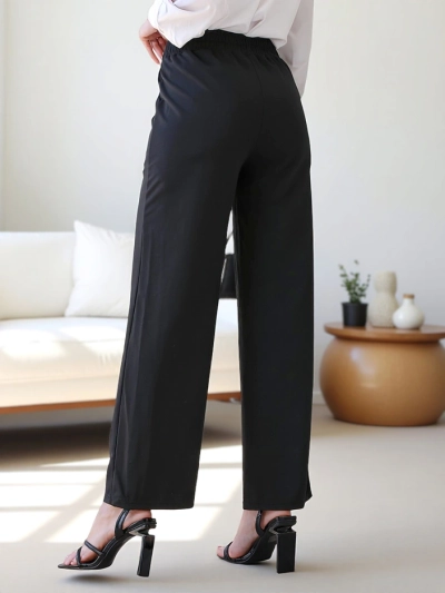 Royalfashion Широкие женские брюки с декоративной пряжкой