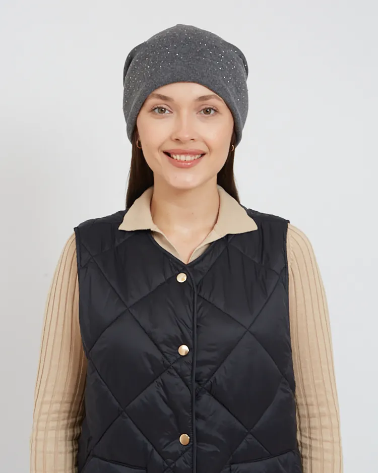 Royalfashion Women's warm hat with zircons