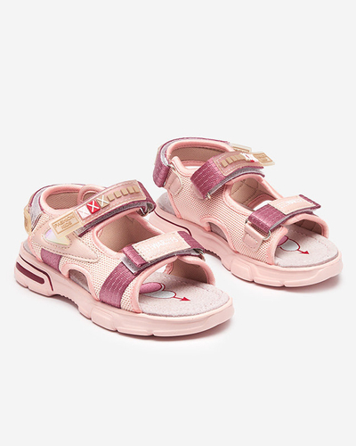 Light pink children's sandals with Velcro Mepoti - Footwear