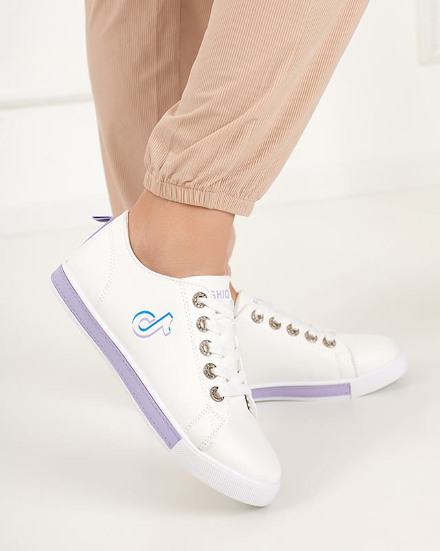 White and purple women's sneakers Tictoa - Footwear