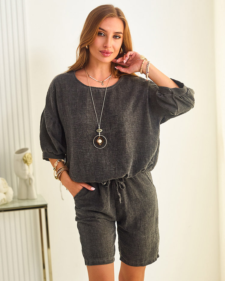 Royalfashion Kokvilnas un lina vasaras sieviešu komplekts