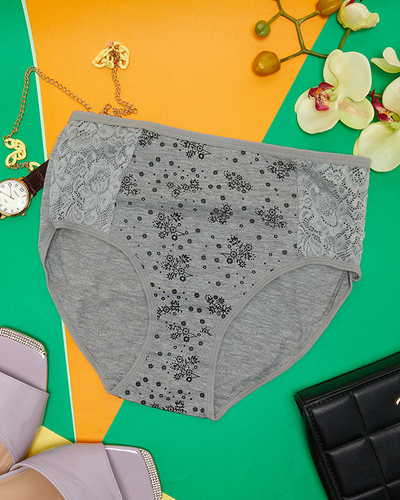 Pelēkas sieviešu kokvilnas biksītes ar PLUS SIZE apdruku - Apakšveļa