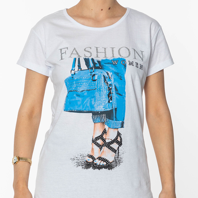 White Women's Printed T-Shirt - Clothing