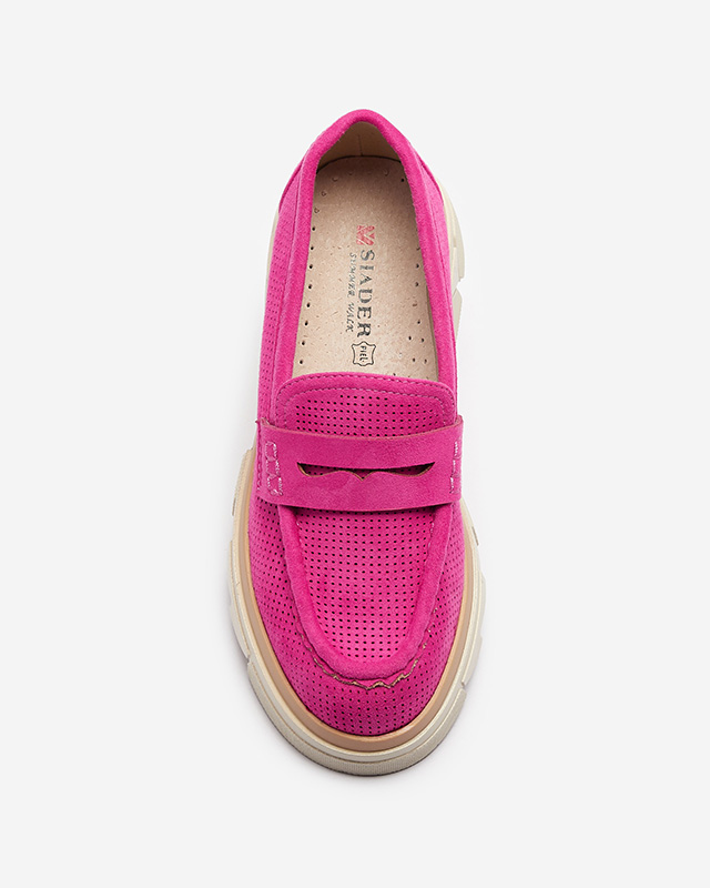 Fuchsia women's openwork moccasins on a solid sole Ejina - Footwear