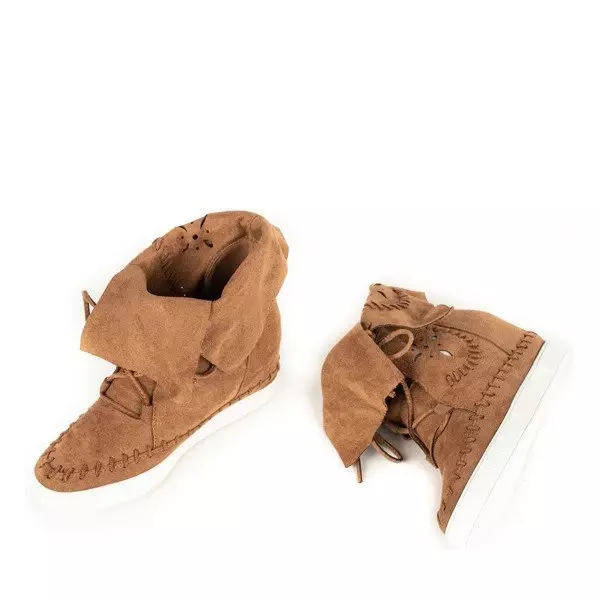 OUTLET Brown sneakers with an indoor wedge Cinta - Footwear