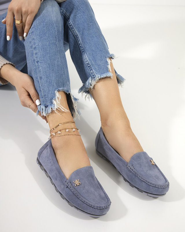 Light blue women's moccasins with gold accessory Skuizo - Footwear