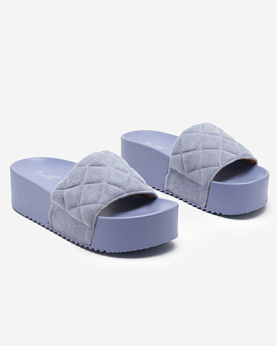 Blue women's quilted sandals on the platform Koriner - Footwear