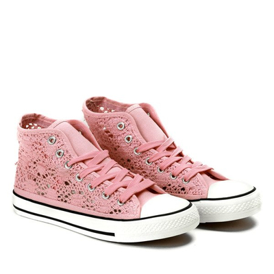 Pink sneakers with lace trim Viven - Footwear