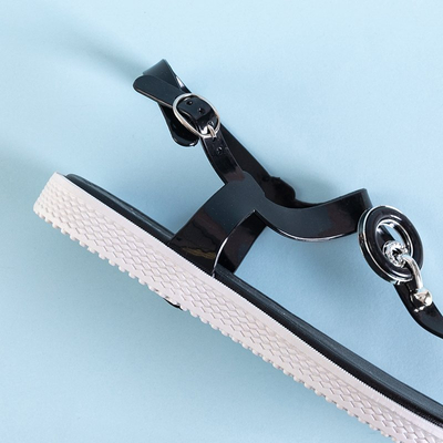 Melnas sieviešu sandales a'la flip-flops ar Dosala rotājumu - Apavi