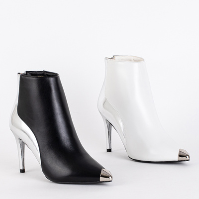 Black and silver boots on a Pritti stiletto heel. Footwear