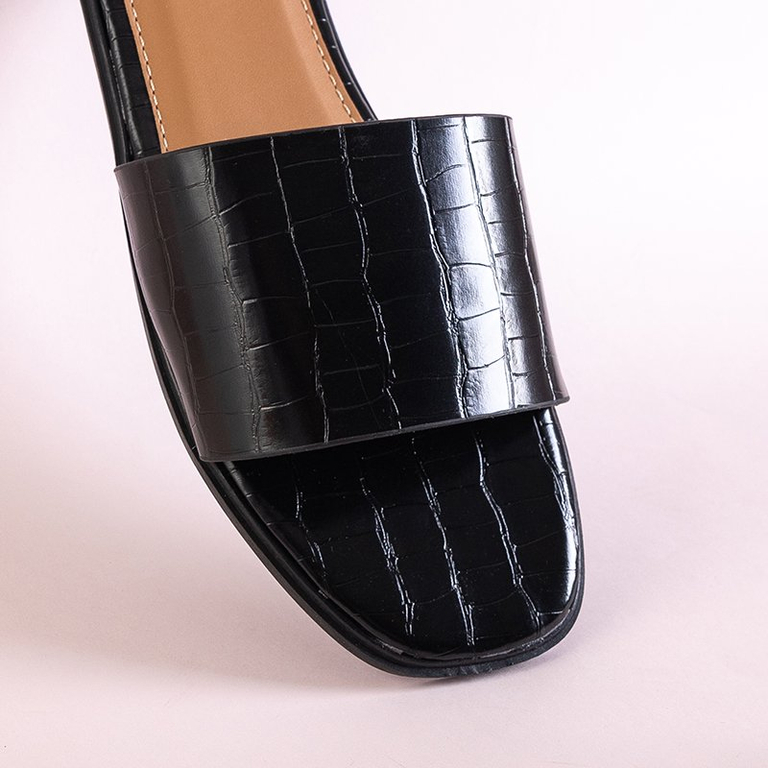 Black women's slippers with Leylanne embossing - Footwear