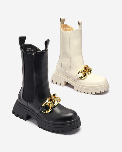 Women's boots with chain in black Evves- Footwear